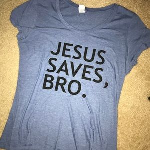 Jesus Saves Bro Ladies Tee Size Small